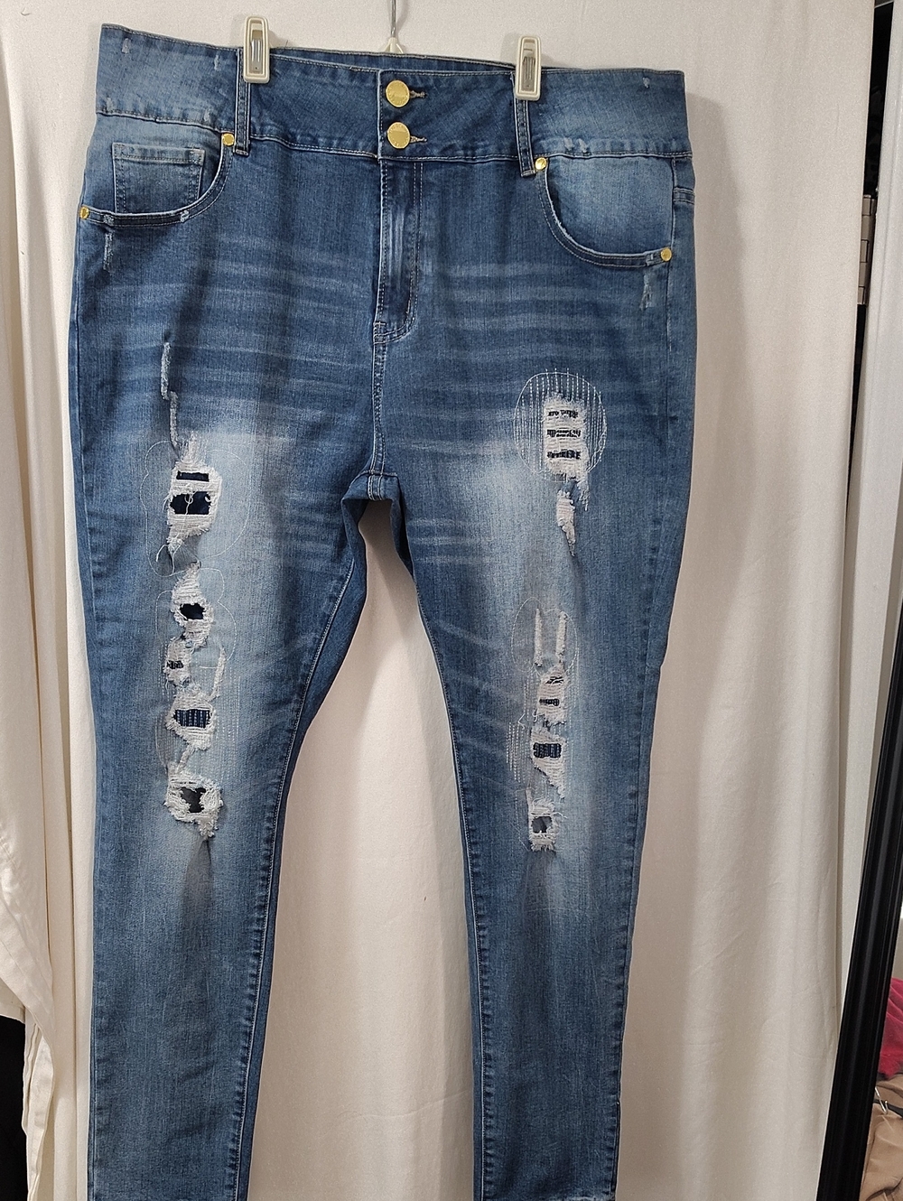 High-Rise Distressed Blue Women's Jeans